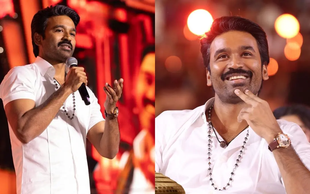 ഇഡ്ലി കടൈ എന്ന ചിത്രത്തിന്റെ ഓഡിയോ ലോഞ്ച് ചടങ്ങിൽ നടനും സംവിധായകനുമായ ധനുഷ് | ഫോട്ടോ: x.com/wunderbarfilms