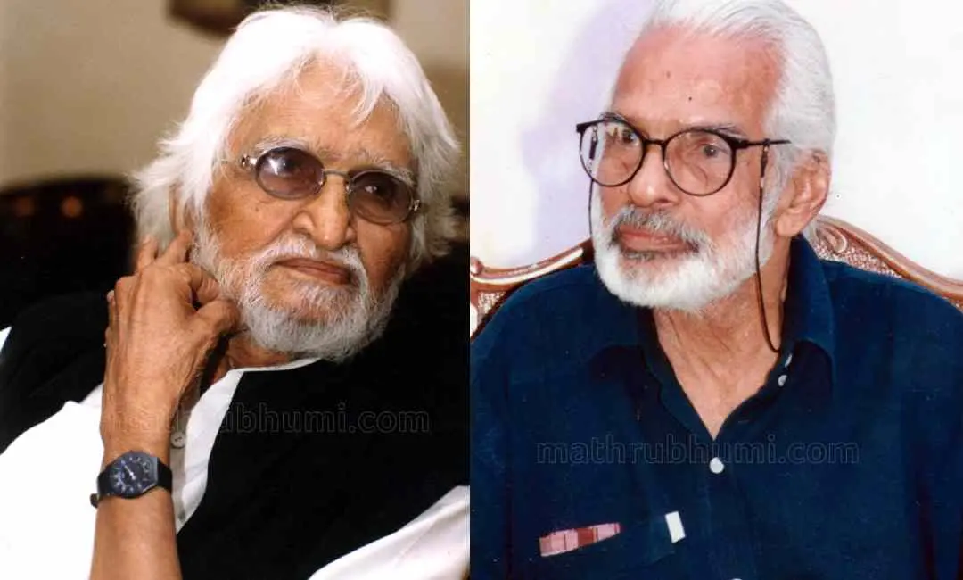 എം.എഫ് ഹുസൈന്, ആര്ടിസ്റ്റ് നമ്പൂതിരി (ഫോട്ടോ: മാതൃഭൂമി)