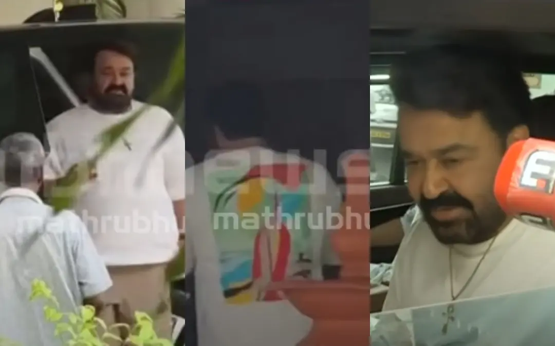മോഹന്ലാല് കൊച്ചിയിലെ വീട്ടിലെത്തിയപ്പോള് | Photo: Screen grab/ Mathrubhumi News