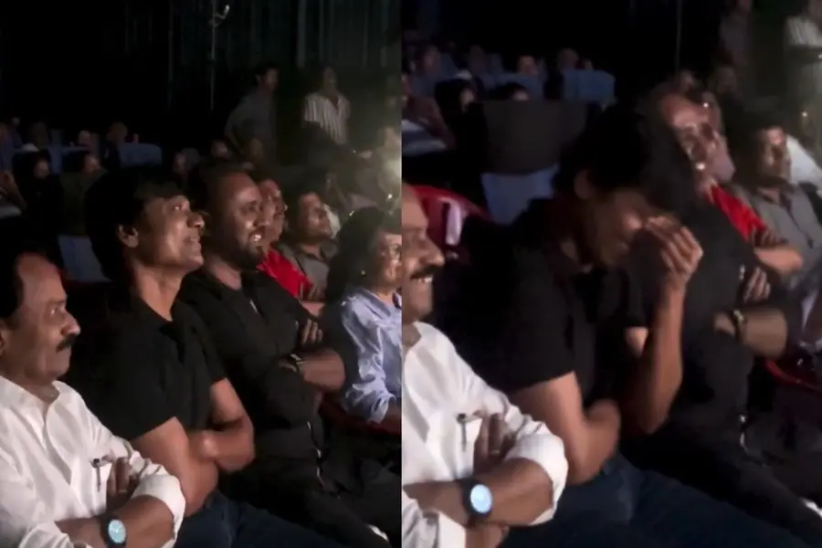 സ്ക്രീനിൽ വീണ്ടും 'കട്ടിപ്പുടി കട്ടിപ്പുടി ഡാ', നാണിച്ച് കണ്ണുപൊത്തി ചിരിച്ച് എസ്.ജെ. സൂര്യ; വീഡിയോ
