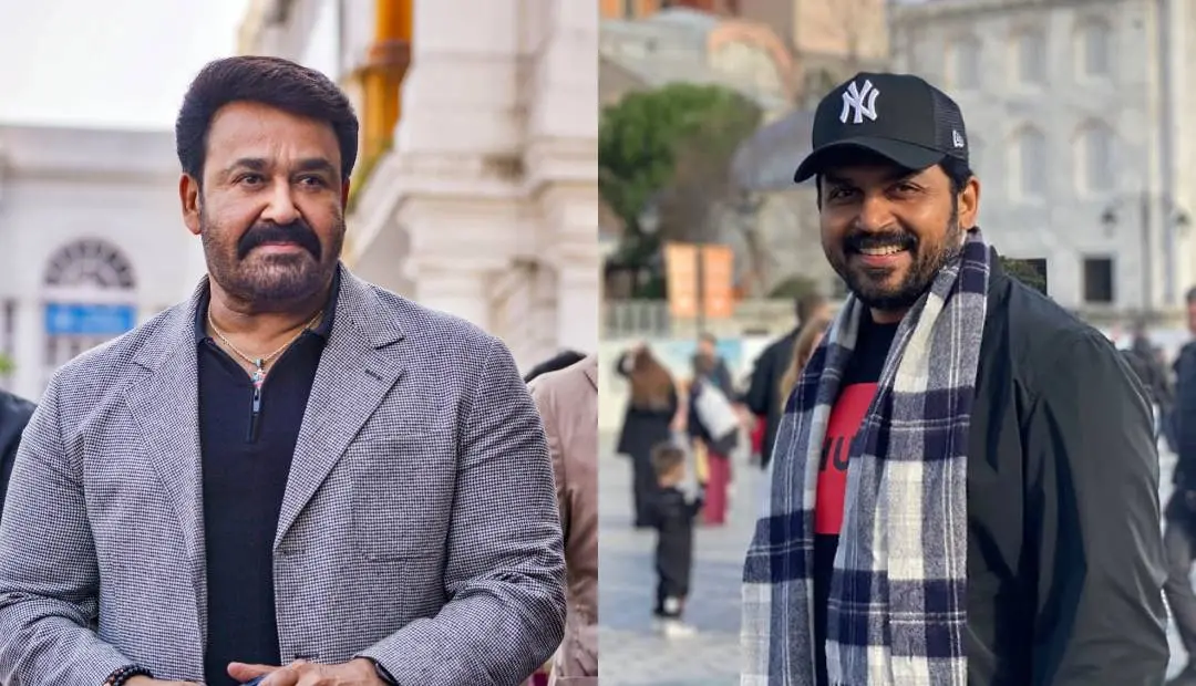 മോഹൽലാൽ, കാർത്തി | Photo: PTI, Instagram: www.instagram.com/karthi_offl/?hl=en