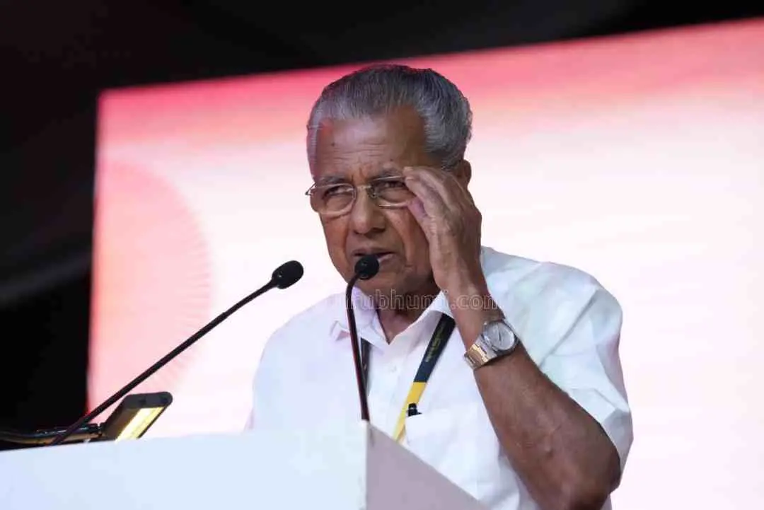 മുഖ്യമന്ത്രി പിണറായി വിജയന് ആഗോള അയ്യപ്പ സംഗമത്തില് സംസാരിക്കുന്നു |ഫോട്ടോ:അഭിലാഷ് ചിറക്കടവ്/മാതൃഭൂമി