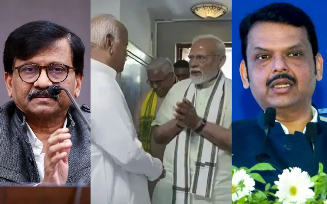 സഞ്ജയ് റാവുത്ത്, നരേന്ദ്രമോദി ആര്എസ്എസ് ആസ്ഥാനത്ത്, ദേവേന്ദ്ര ഫഡ്നവിസ് | Photo: ANI, PTI