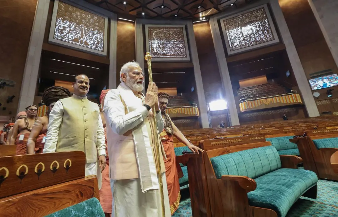 ചെങ്കോല് സ്ഥാപന വേളയില്നിന്ന് | File Photo: ANI