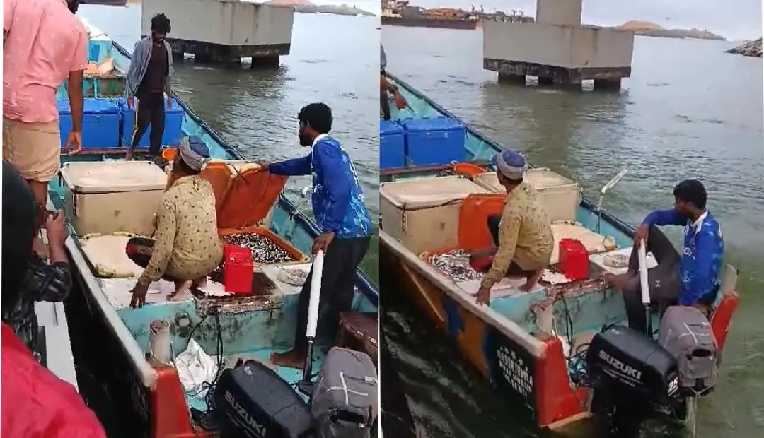 ഫിഷറീസ് എൻഫോഴ്‌സ്‌മെന്റ് സ്‌ക്വാഡ് പരിശോധനയിൽ പിടിച്ചെടുത്ത വള്ളം