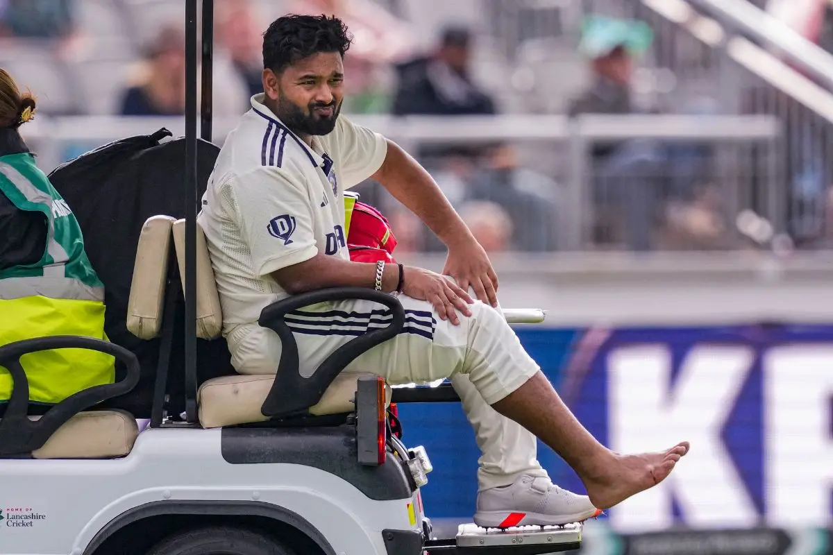 File Photo: In this July 23, 2025 file photo, India's Rishabh Pant after an injury on day one of the fourth test cricket match between India and England, at the Old Trafford Cricket Ground, in Manchester | PTI