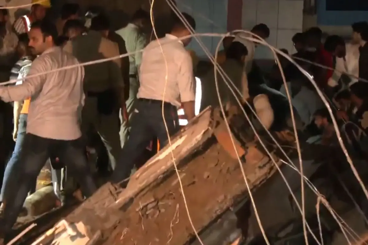 House collapses behind Premsukh Talkies on Jawahar Marg in Indore