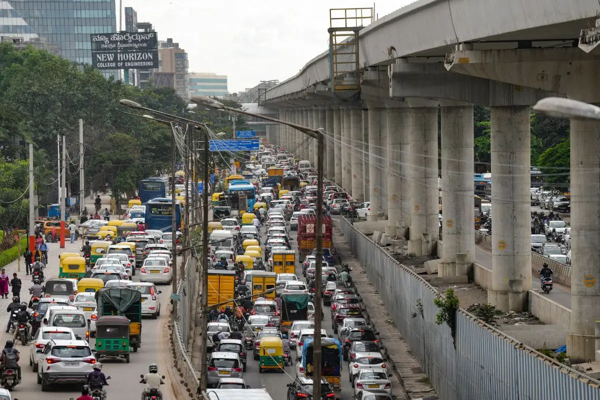 Traffic congestion on the Outer Ring Road, in Bengaluru, Thursday, Sept. 18, 2025 (Photo: PTI)
