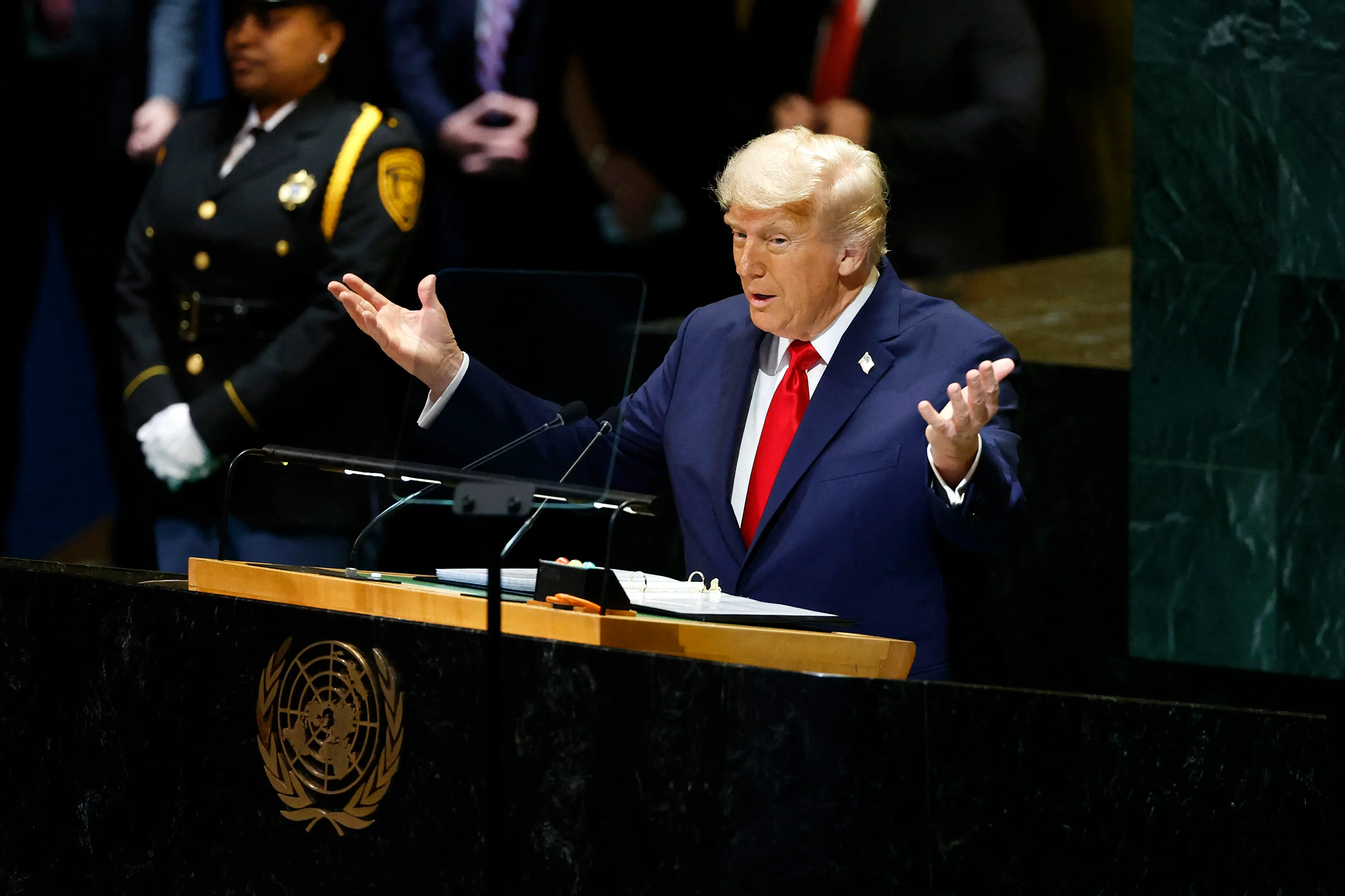 US President Donald Trump speaks during the 80th session of the UN's General Assembly (UNGA) at the United Nations headquarters | Photo: AFP