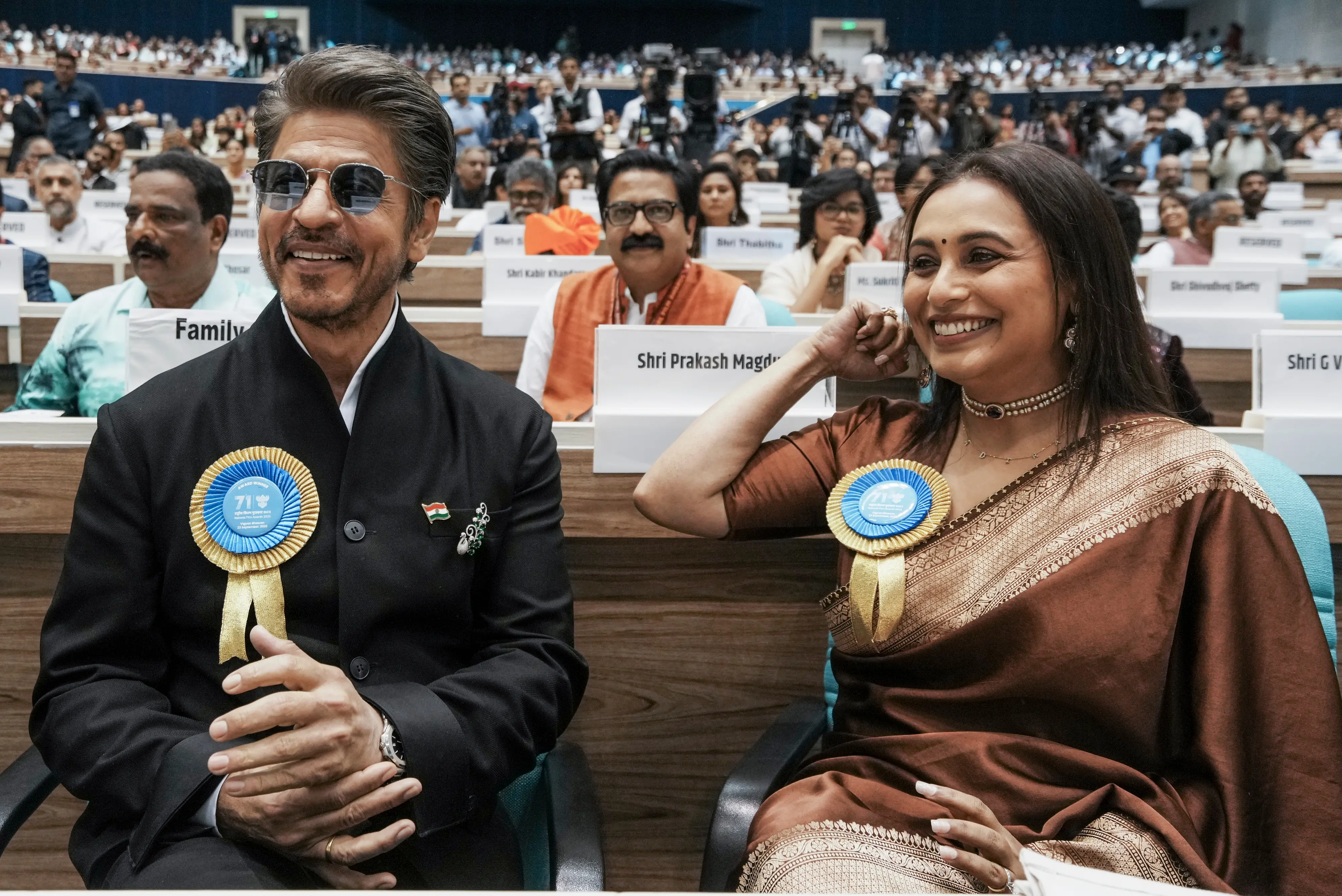 Bollywood actors Shah Rukh Khan and Rani Mukerji during the 71st National Film Awards ceremony in New Delhi | Photo: PTI