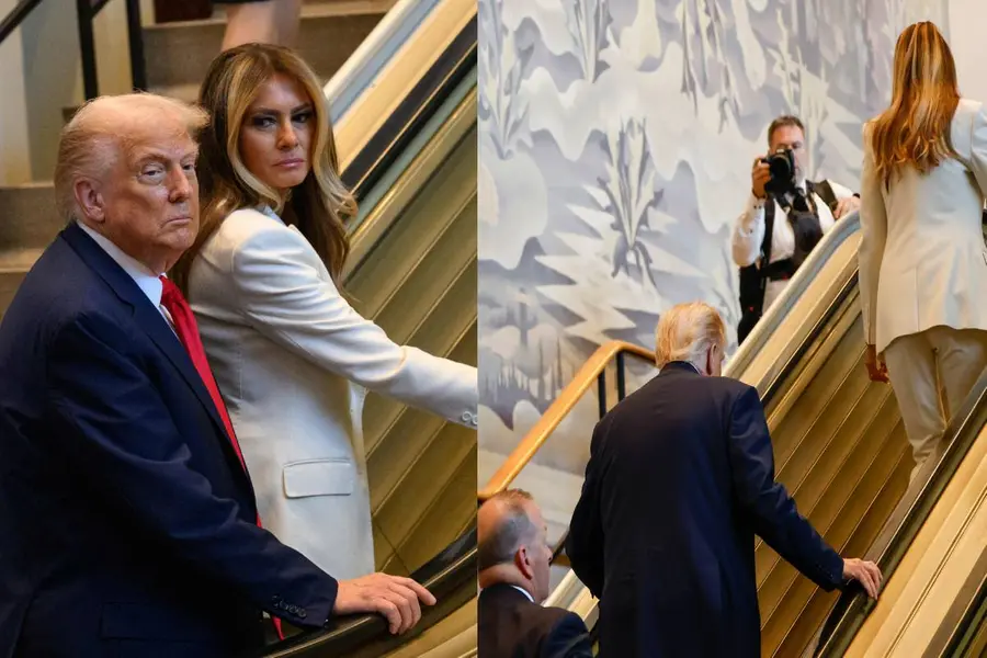 donald trump melania trump escalator un headqaurters