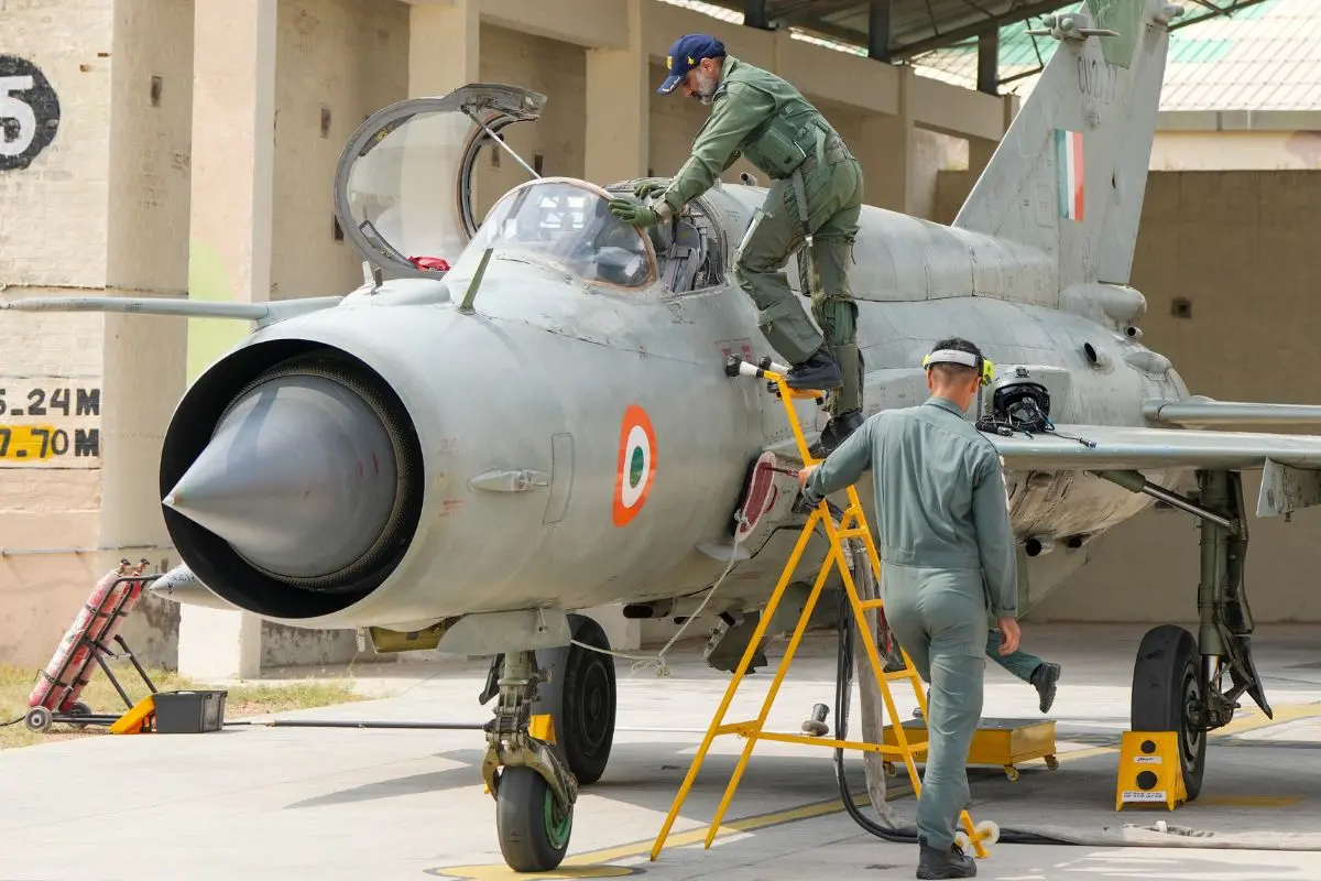 Chief of the Air Staff Air Chief Marshal Amar Preet Singh prepares to fly a MiG-21 aircraft, at the Nal Air Force Station in August 2025. (PTI Photo/Arun Sharma)