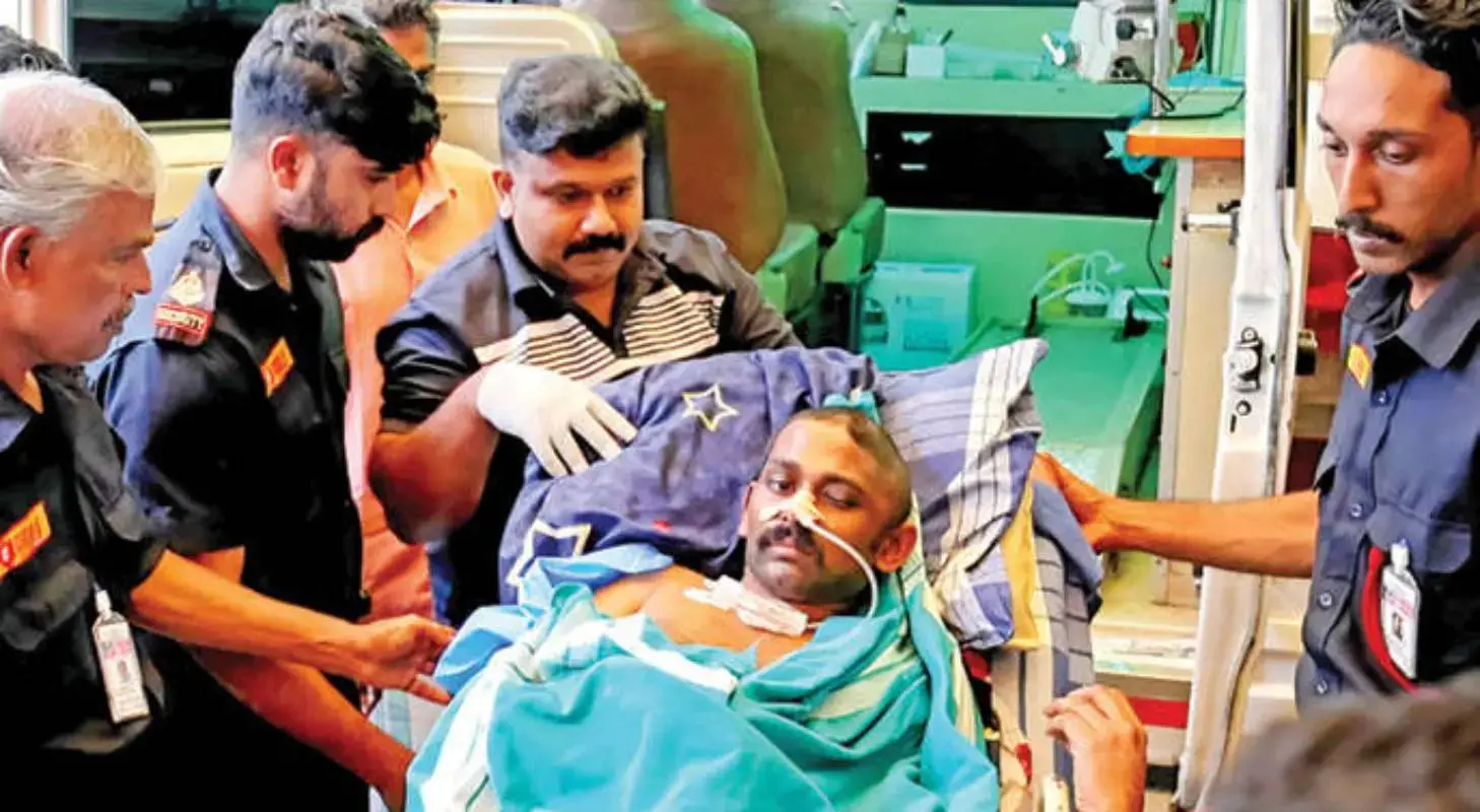 Vishnu undergoing treatment at the private hospital in Thodupuzha