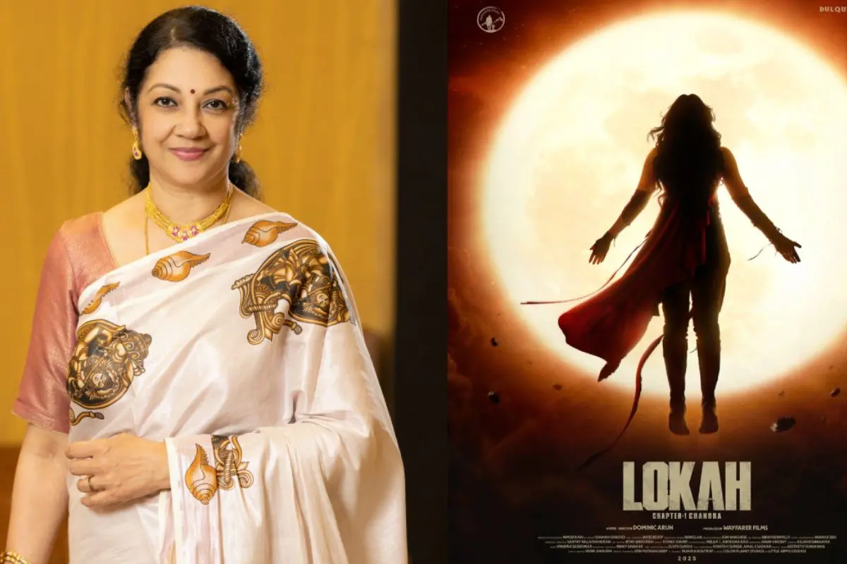 From (L) Shanthi Priya, poster of 'Lokah'. | Photos: MBI, X