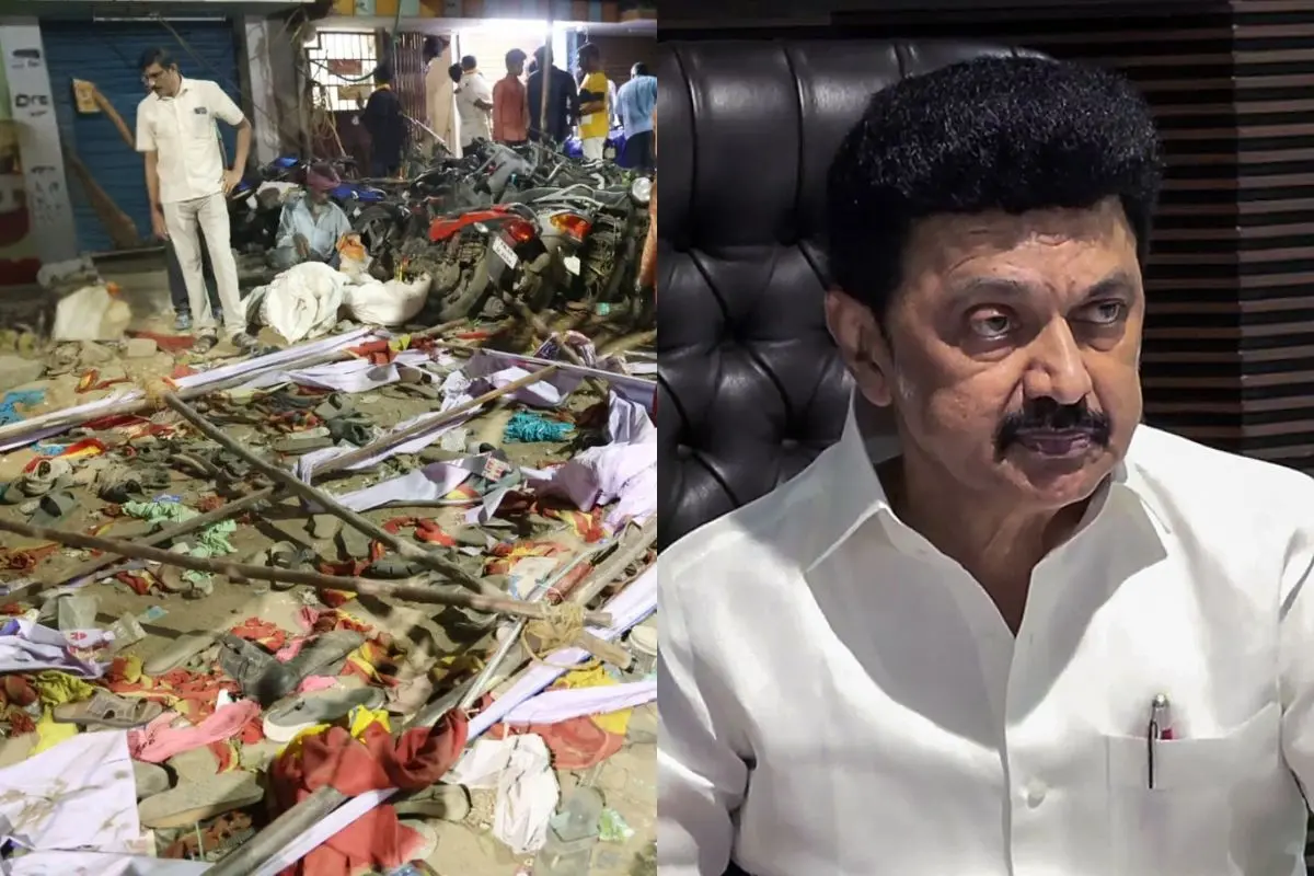 Stampede at Karur and Tamil Nadu Chief Minister MK Stalin | Photo: Dhinathanthi, X