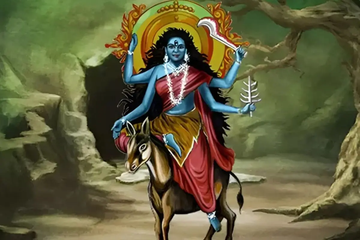 Devotees worship Maa Kalaratri, the fierce form of Goddess Durga, on the seventh day of Navratri 2025, seeking protection and inner strength. Photo: X