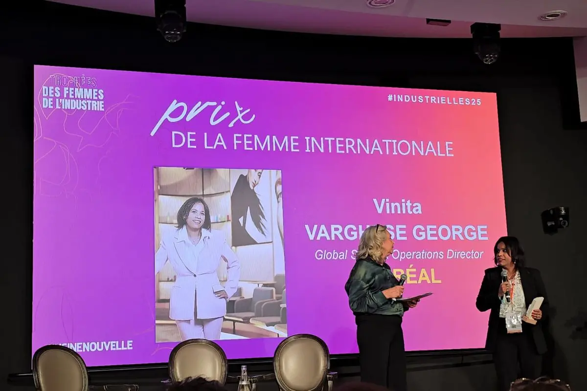 Vinita Varghese George, the winner of the Troph&eacute;es des Femmes de l'Industrie