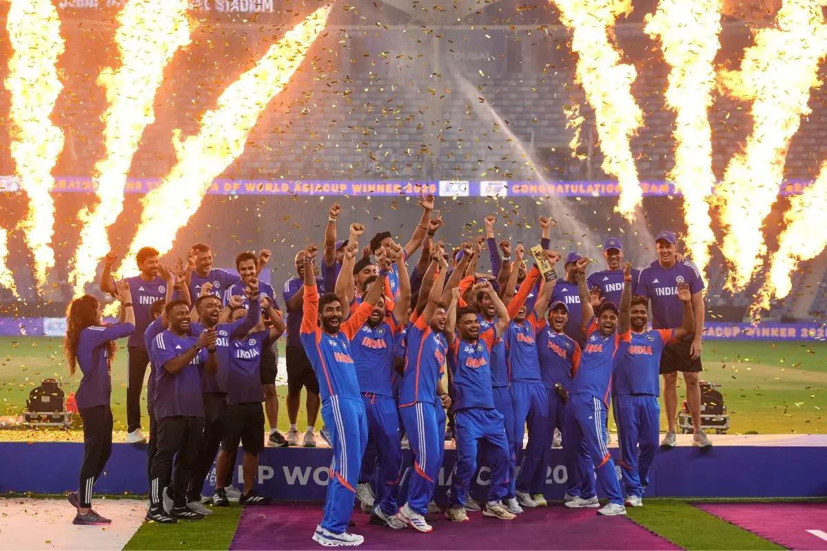 Team India celebrates after winning the Asia Cup cricket final against Pakistan at Dubai International Cricket Stadium, United Arab Emirates, Sunday, Sept. 28, 2025. (AP/PTI)