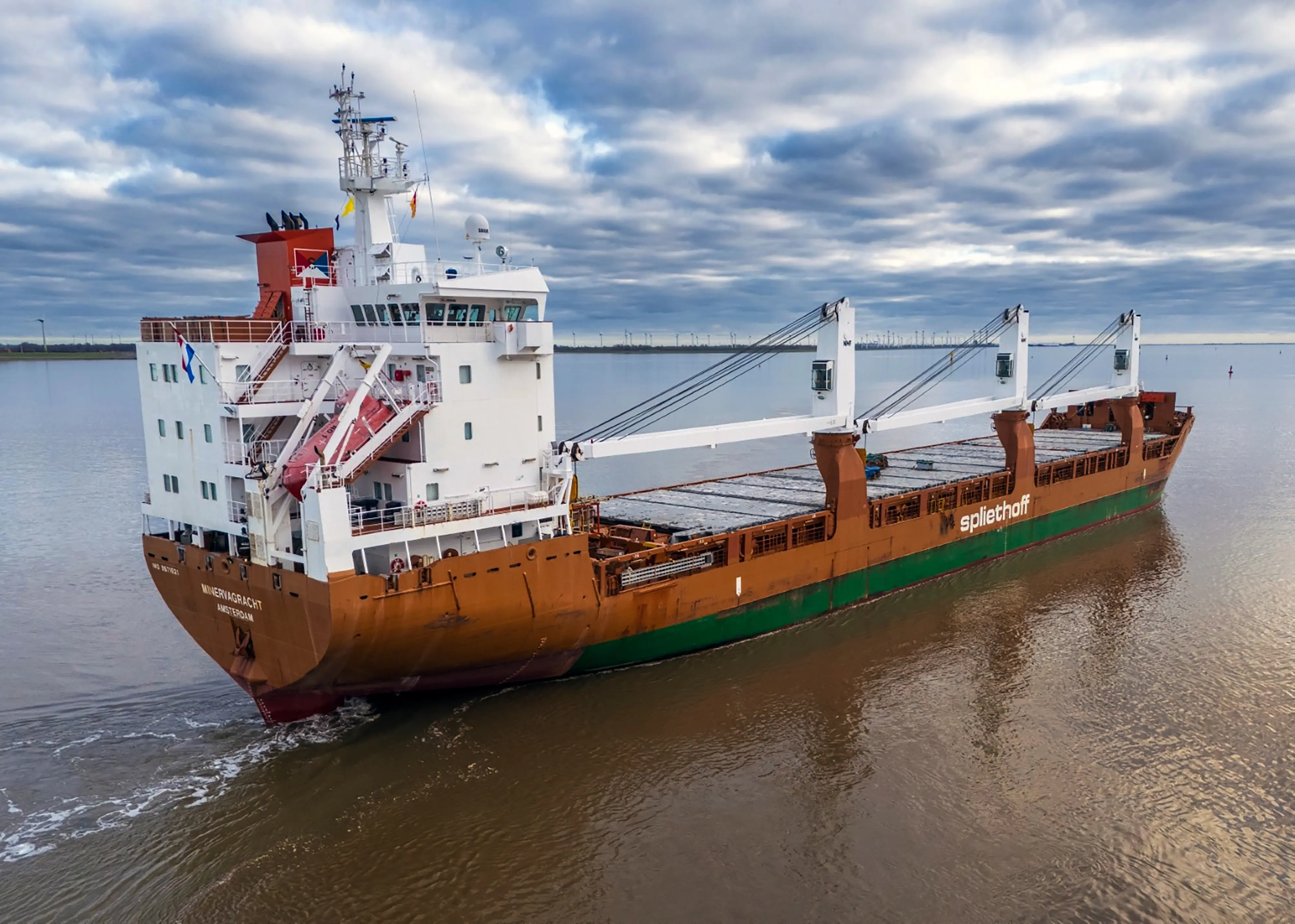 The Netherlands-flagged cargo ship Minervagracht is seen off Delfzijl, the Netherlands on Jan 2025. | Photo: AP