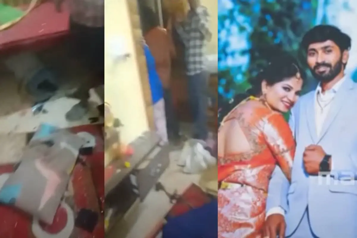 സ്ഫോടനം നടന്ന വീട്ടില്നിന്നുള്ള ദൃശ്യം, പരിക്കേറ്റ ദമ്പതിമാര് | Screengrab: Mathrubhumi News