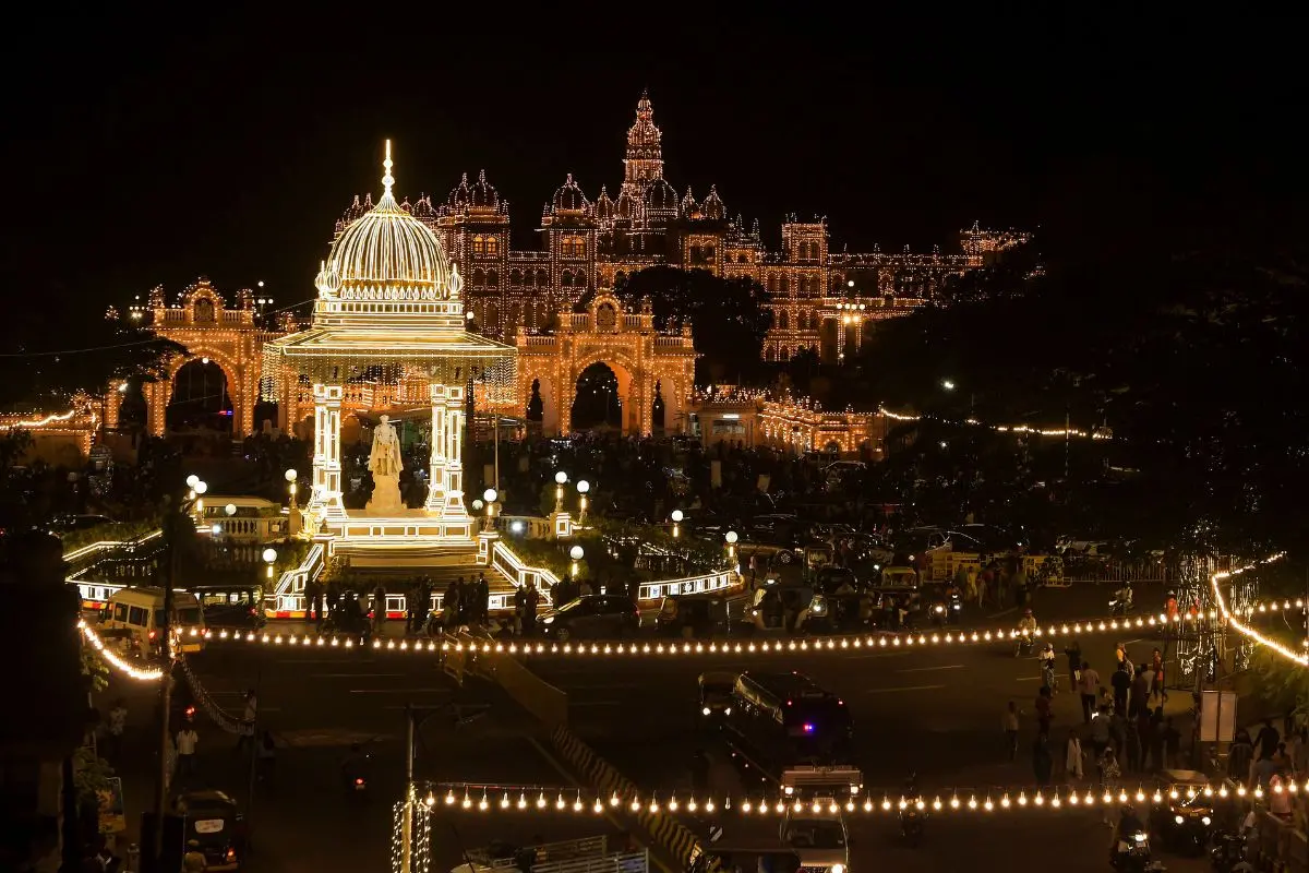 An illuminated view of the city during the 'Mysuru Dasara' festival celebrations, in Mysuru | Photo: PTI