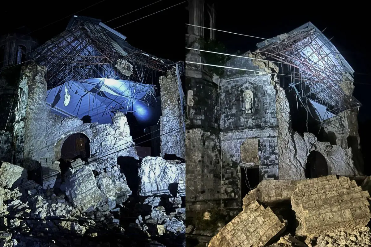 Damage outside the Archdiocesan Shrine of Santa Rosa de Lima in Cebu City (Photo: AP)