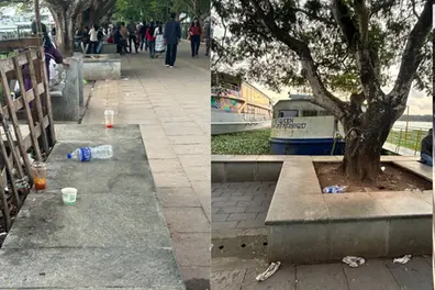 Lonely bins at Kochi's Marine Drive narrate a sad story