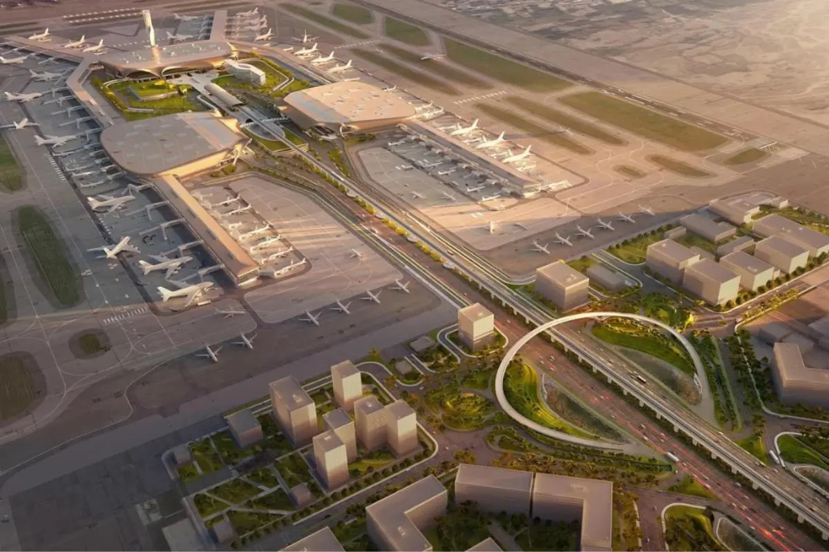 Aerial view of the greenfield Navi Mumbai International Airport, set to be inaugurated on October 8. Photo: X