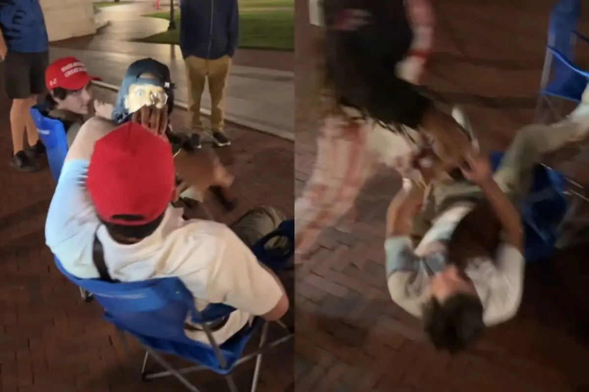 Screen grab of Cameron Higby being attacked | Credits: @camhigby on X