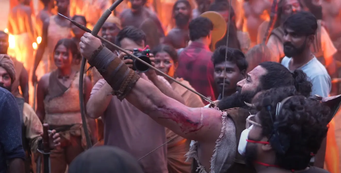 A still featuring Rishab Shetty's Kantara making video