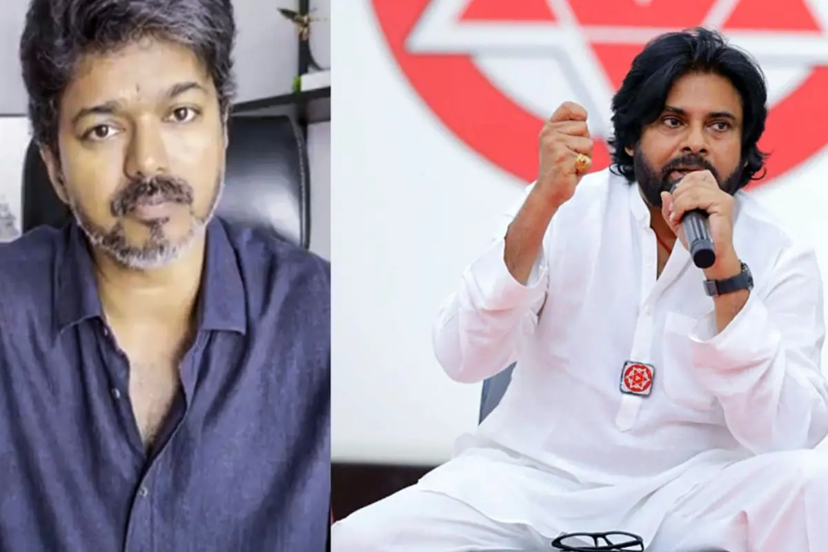 From (L) Vijay, Andhra Pradesh Deputy CM Pawan Kalyan. | Photos: X/Screengrab/Agencies