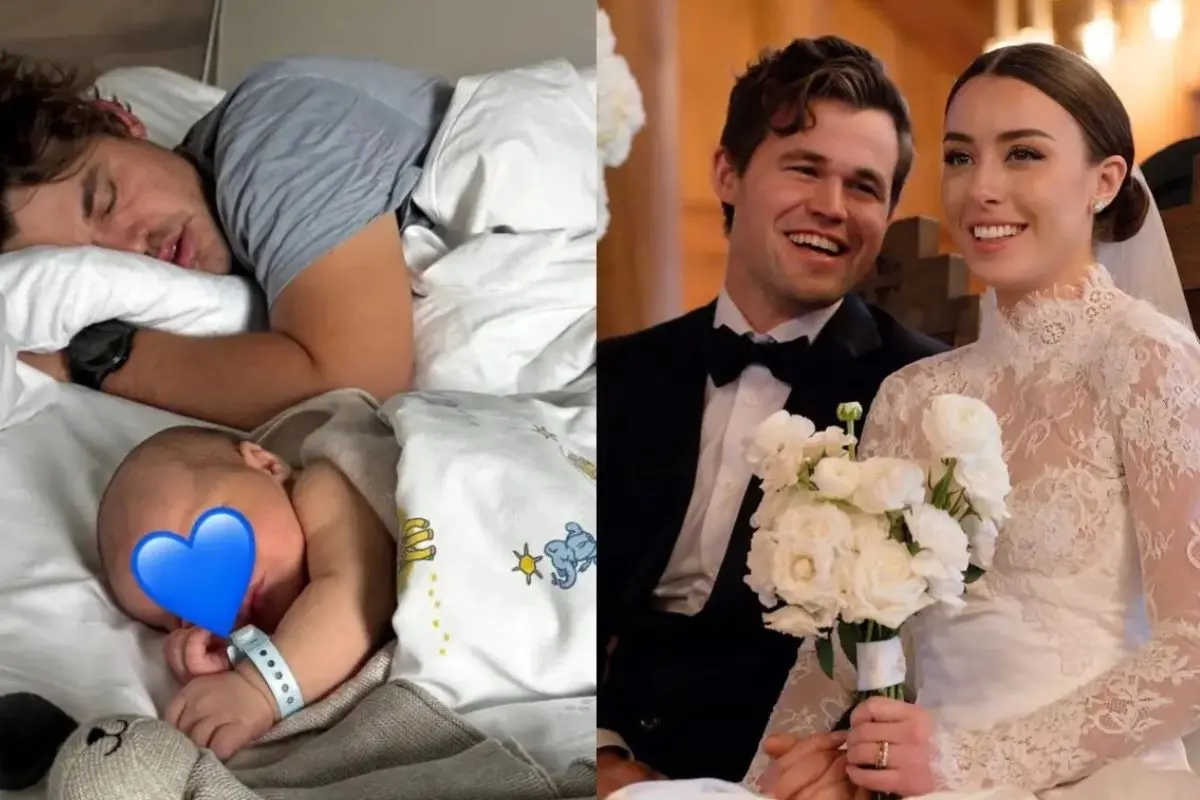 Magnus Carlsen and the newborn baby | Photo: X, International Chess Federation, Instagram, Magnus Carlsen