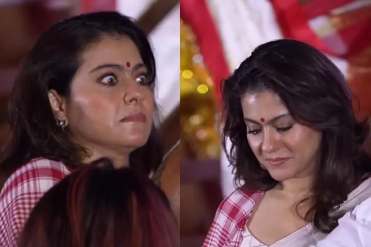 Screen grab of Bollywood actress Kajol during Durga Puja in Mumbai. | Photo: X