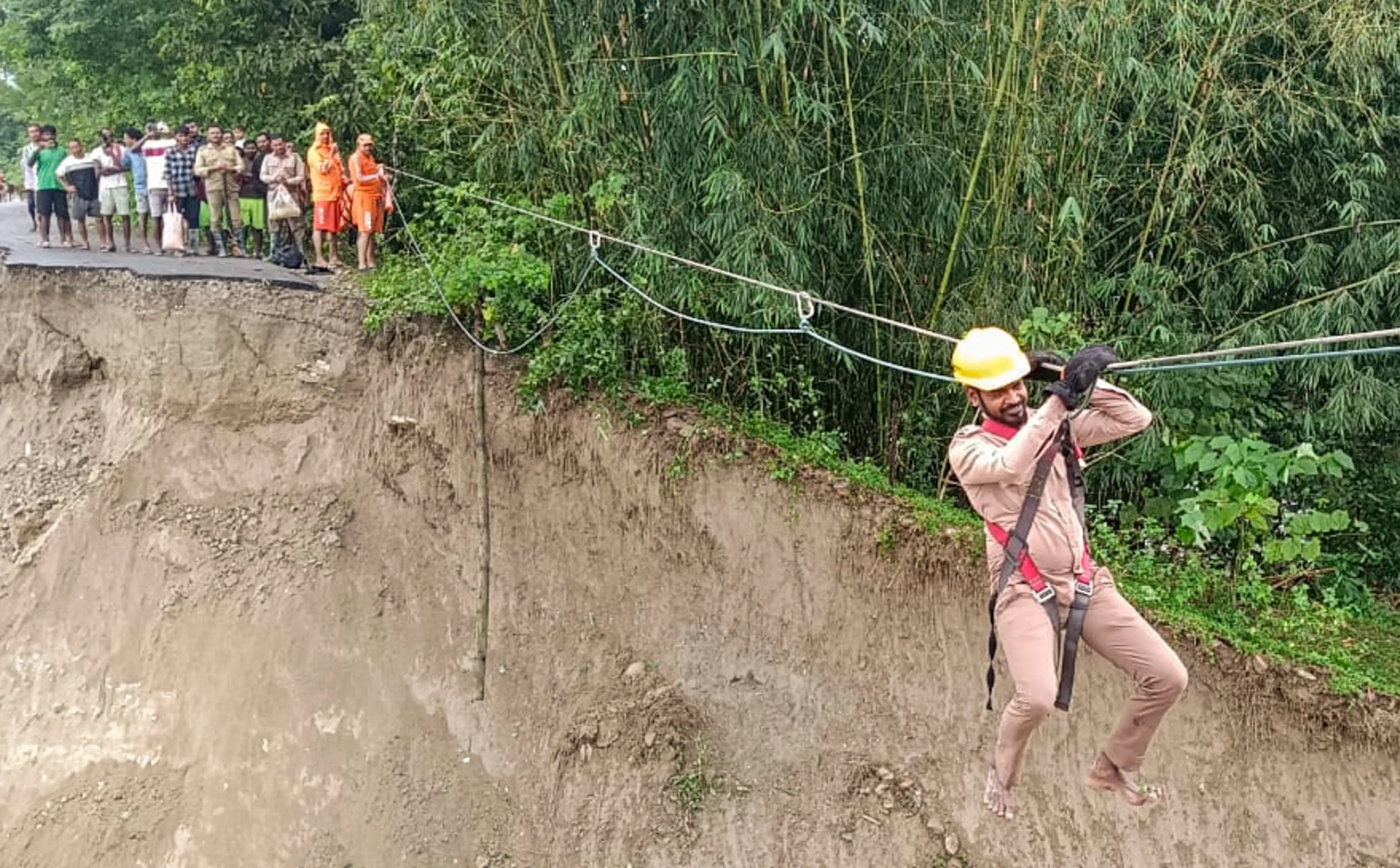 Rescue operation underway after landslides hit the area following heavy rainfall, in Darjeeling. | Photo: PTI