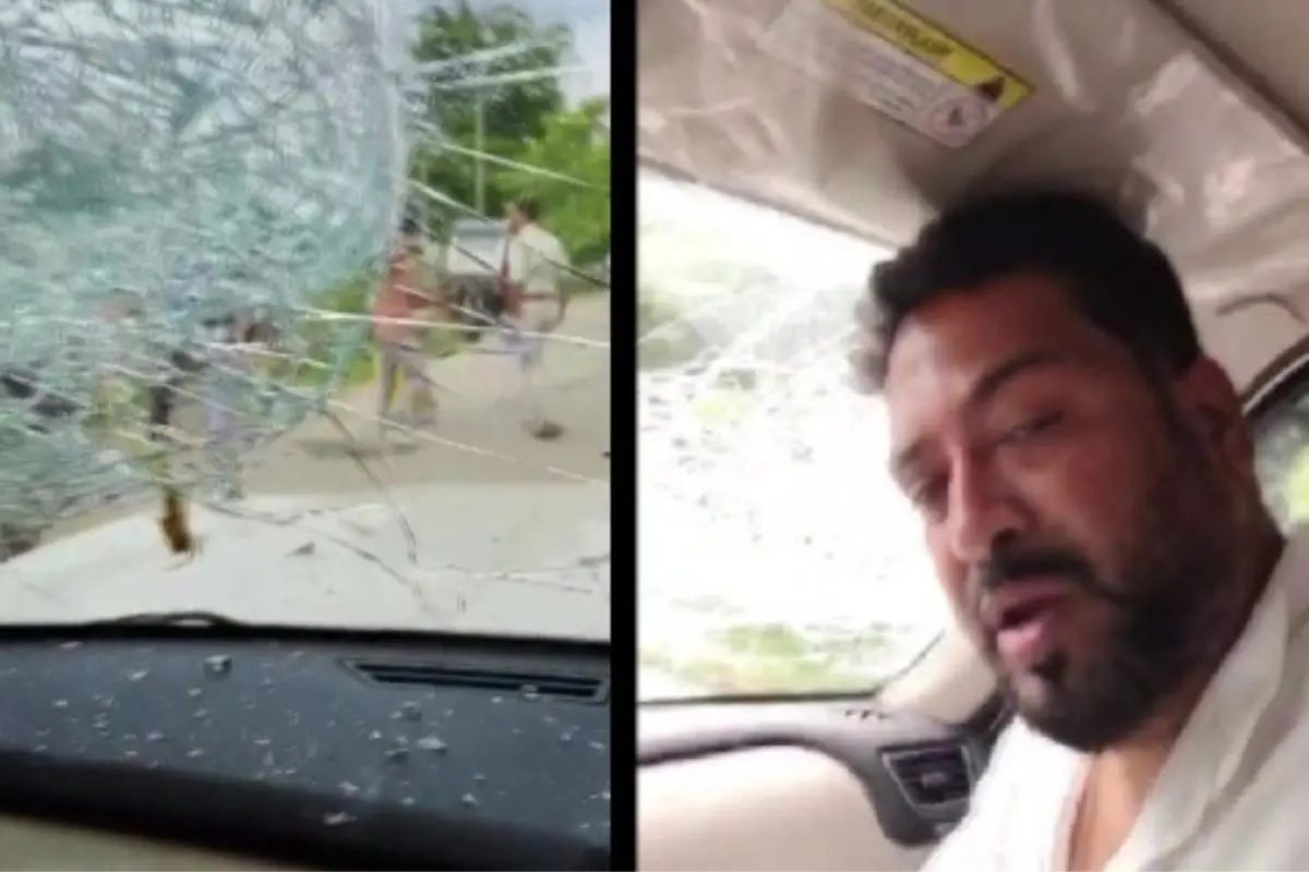 A screengrab from the video after the convoy was attacked in Jalpaiguri's Nagrakata area during a visit to flood-affected regions of North Bengal. Photo: X