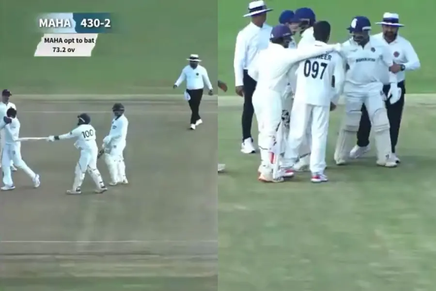 Prithvi Shaw in a heated moment with Musheer Khan