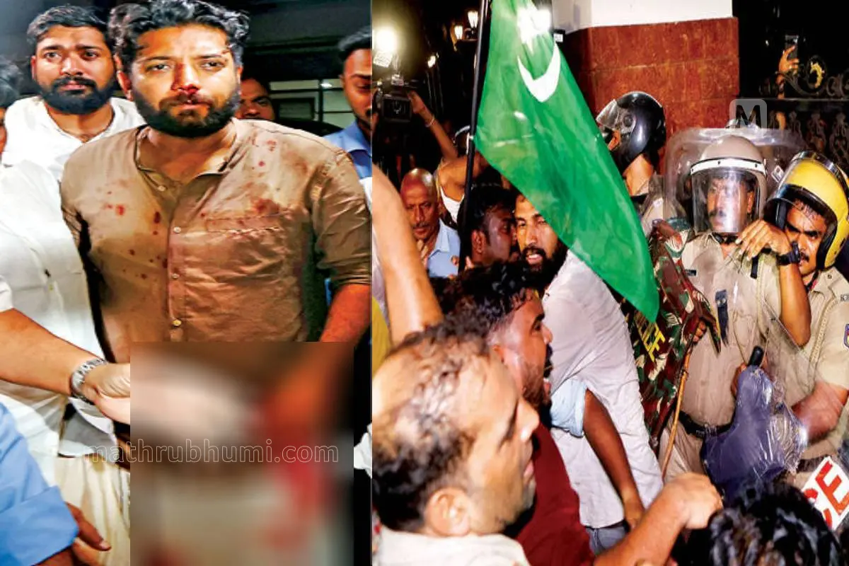 പരിക്കേറ്റ ഷാഫി പറമ്പില് എംപിയെ കോഴിക്കോട്ടെ ആശുപത്രിയില് കൊണ്ടുവന്നപ്പോൾ(ഇടത്ത് പേരാമ്പ്രയില്വെച്ചുണ്ടായ പോലീസ് ലാത്തിച്ചാര്ജില് ഷാഫി പറമ്പില് എംപിക്ക് പരിക്കേറ്റതില് പ്രതിഷേധിച്ച് യുഡിഎഫ് പ്രവര്ത്തകര് വെള്ളിയാഴ്ച രാത്രി കോഴിക്കോട് പോലീസ് കമ്മിഷണര് ഓഫീസിലേക്ക് തള്ളിക്കയറാൻ ശ്രമിച്ചപ്പോൾ(വലത്ത്)