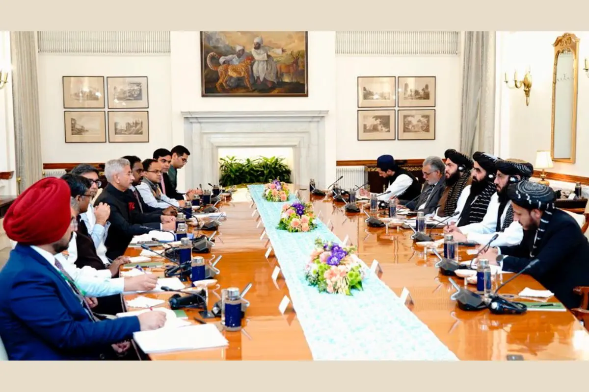 External Affairs Minister S Jaishankar with his Afghani counterpart Amir Khan Muttaqi during a meeting, in New Delhi | Photo: PTI
