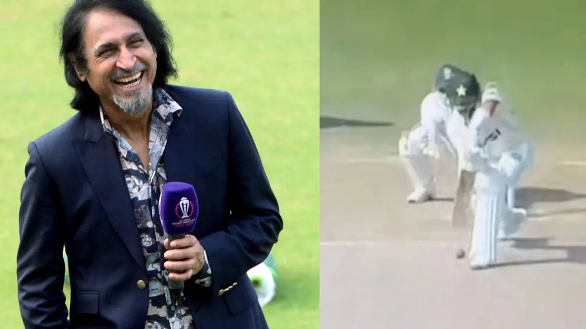 From (L) Ramiz Raja, Babar Azam playing a delivery. | Photos: ANI, Screengrab/X