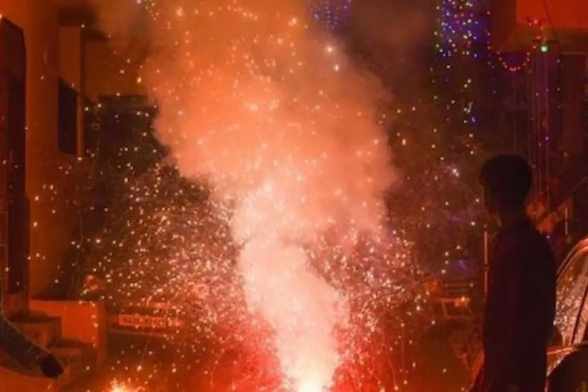 Residents celebrating Diwali with crackers. Photo: X