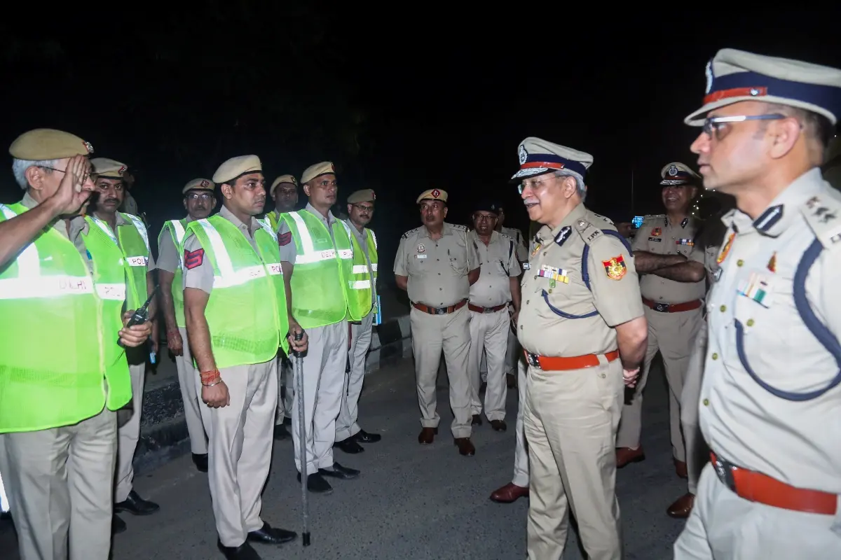 File photo-  Police Commissioner Satish Golcha interacts with Delhi Police personnel as they conduct a general patrol, in New Delhi