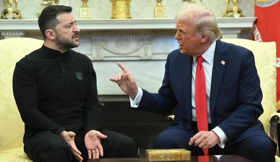 US President Donald Trump and Ukraine's President Volodymyr Zelensky meet in the Oval Office of the White House in Washington, DC