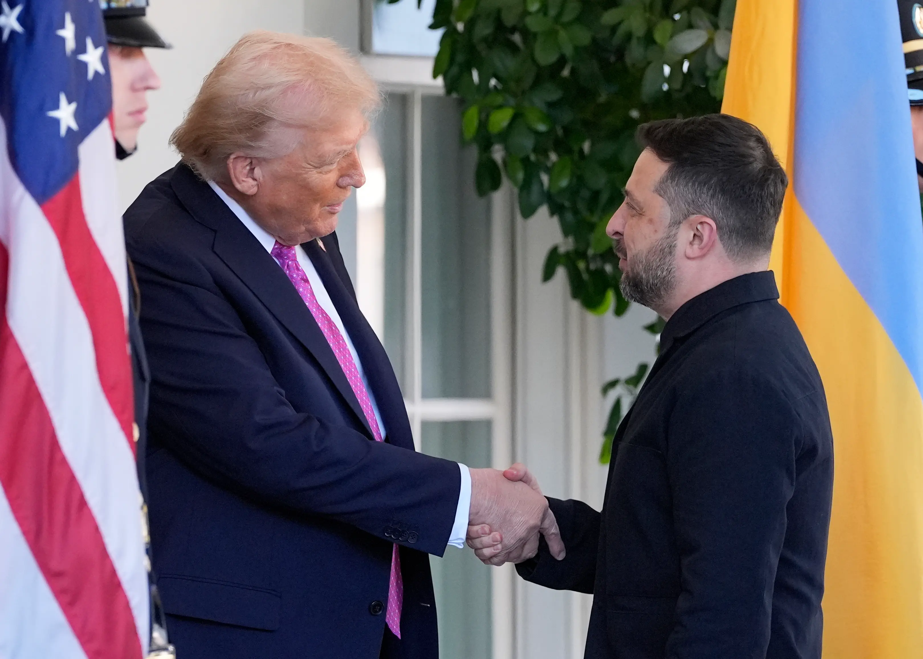 President Donald Trump, left, greets Ukraine's President Volodymyr Zelenskyy at the White House | AP
