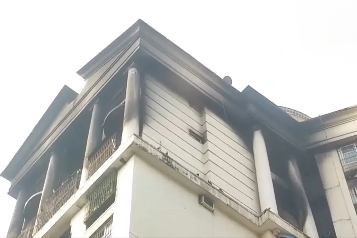 Fire breaks out at a residential building in Navi Mumbai | Photo: Screen grab of X/ANI
