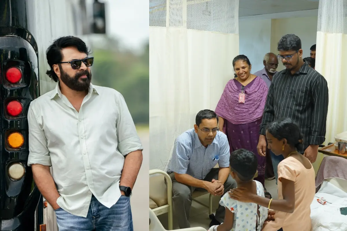 മമ്മൂട്ടി, ശസ്ത്രക്രിയക്ക് ശേഷം വീട്ടിലേക്ക് മടങ്ങുന്ന നിയയ്ക്കൊപ്പം പീഡിയാട്രിക് റോബോട്ടിക് സർജൻ ഡോ. വിനീത് ബിനു | Photo: Facebook/ Mammootty, Special Arrangement