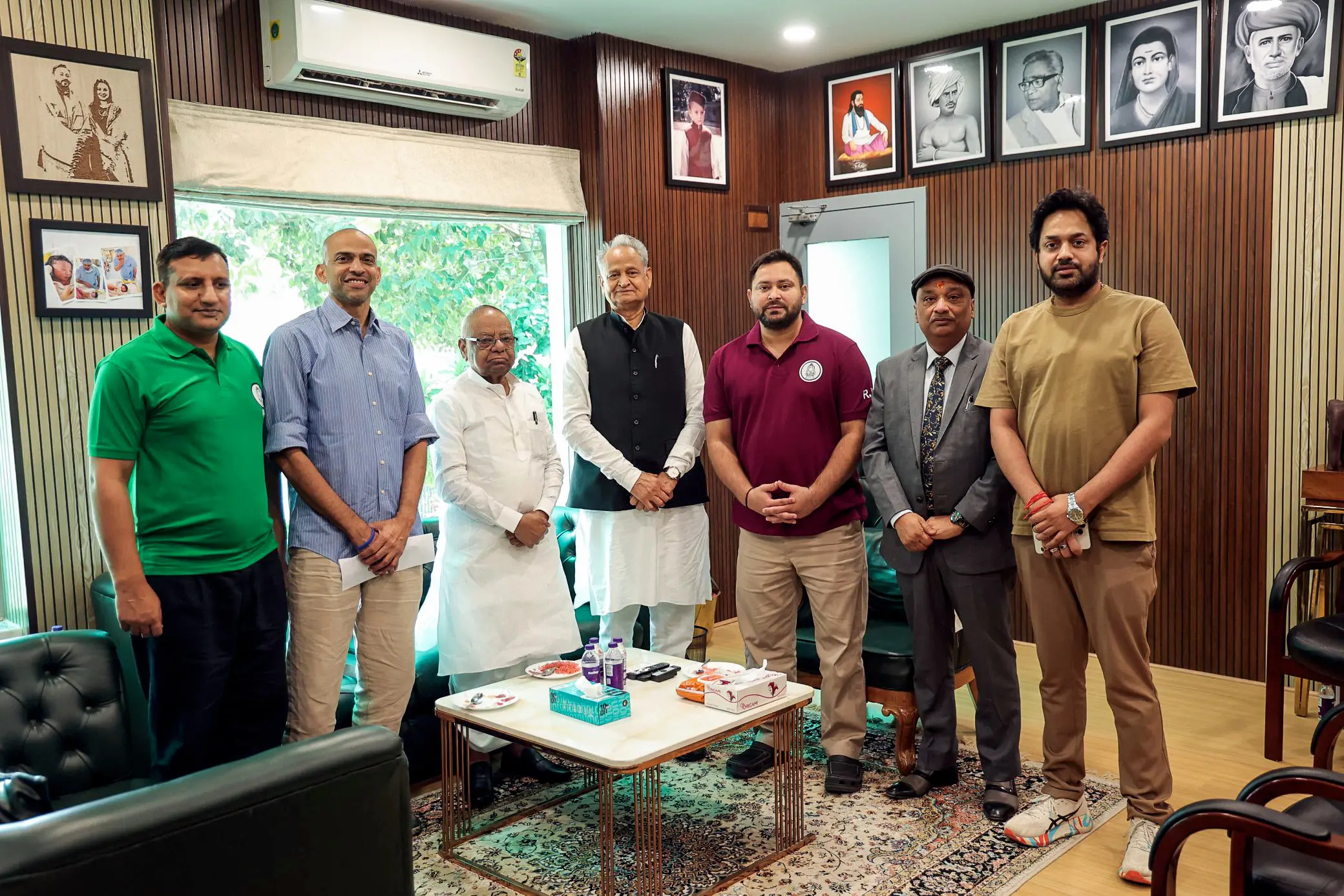 Former Chief Minister of Rajasthan Ashok Gehlot meets RJD Leader Tejashwi Yadav, RJD Chief Lalu Prasad Yadav, former Chief Minister of Bihar, Rabri Devi and All India Congress Commitee's Bihar in-charge, Krishna Allavaru, in Patna on Wednesday. | ANI
