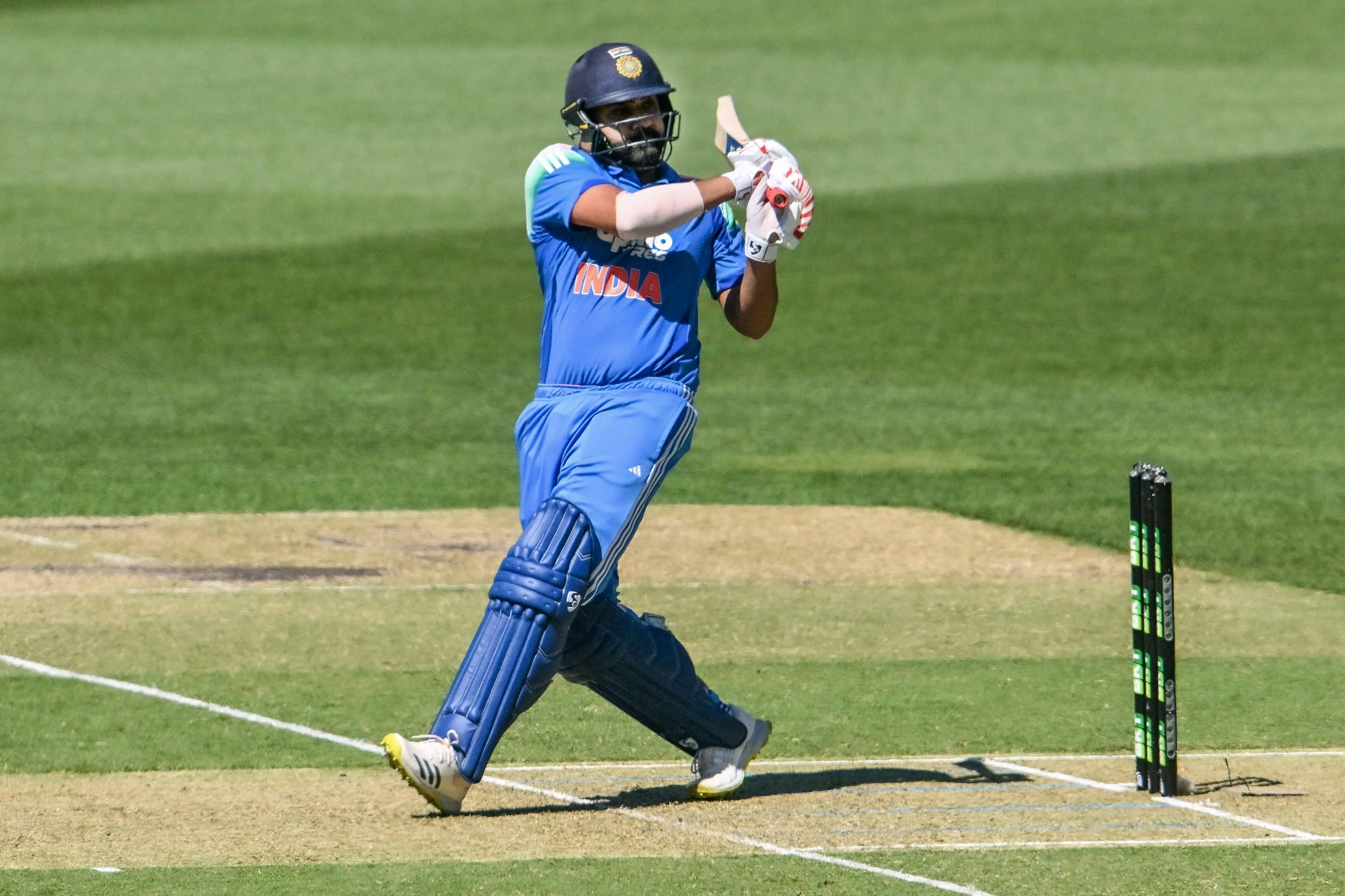 Rohit Sharma bats during the second one-day international (ODI) men's cricket match between Australia and India at the Adelaide Oval  | Photo: AFP