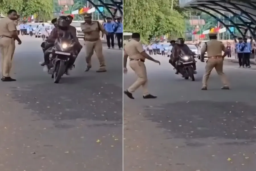 രാഷ്ട്രപതിയുടെ സന്ദര്‍ശനത്തിനിടെ സുരക്ഷാവീഴ്ച; നിയന്ത്രണം ലംഘിച്ച് ഒരു ബൈക്കില്‍ 3 പേര്‍, പോലീസിനെ വെട്ടിച്ച് കടന്നു | Video