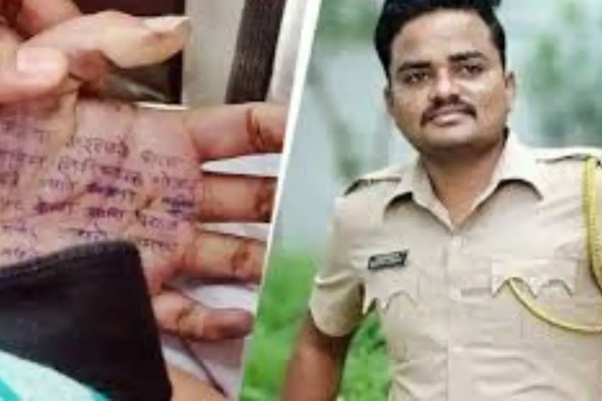 Suicide note (left) allegedly written by the 28-year-old doctor naming Sub-Inspector Gopal Badane (right), who has been arrested by Maharashtra Police on charges of rape and abetment to suicide. Photo: X