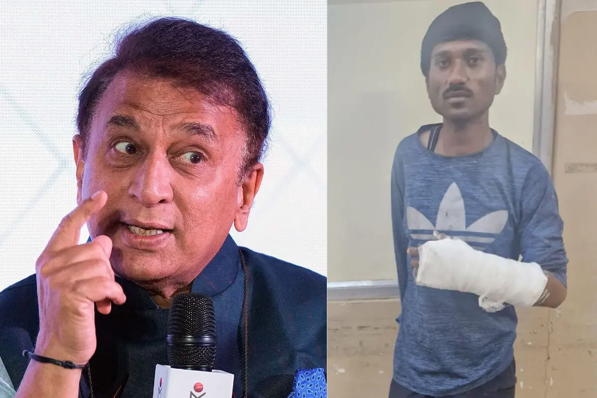 Sunil Gavaskar (L), the arrested suspect (R) | Photo: PTI, X